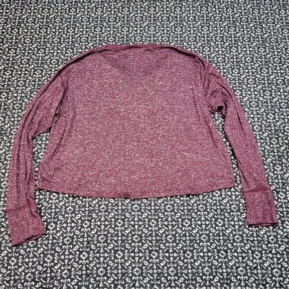 VS PINK Purple Marled 1/4 Button Oversized Comfy Casual Long Sleeve Crop Tunic - Picture 4 of 6
